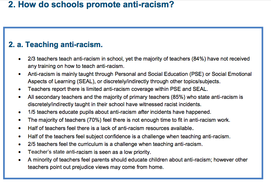  @theredcardwales wrote a fantastic report on "racism and anti racism in the welsh education system" where they found the following information.I wonder how confident teachers would feel teaching black and asian history given the racial landscape in Welsh schools