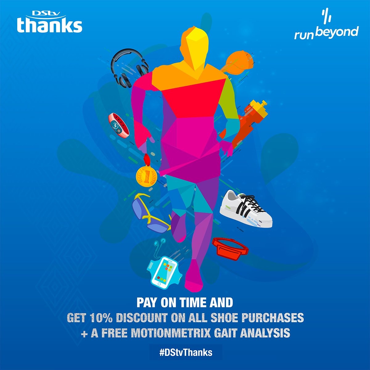 DStv_Kenya's tweet photo. Unlock a world of amazing rewards just by paying your DStv account on time. We have partnered with #RunBeyond to give you some awesome deals for your running gear. Just pay your subscription on time. Visit: https://t.co/Afgm5ysOJp for more info. T & C apply. #DStvThanks https://t.co/bxVtpMdrFr