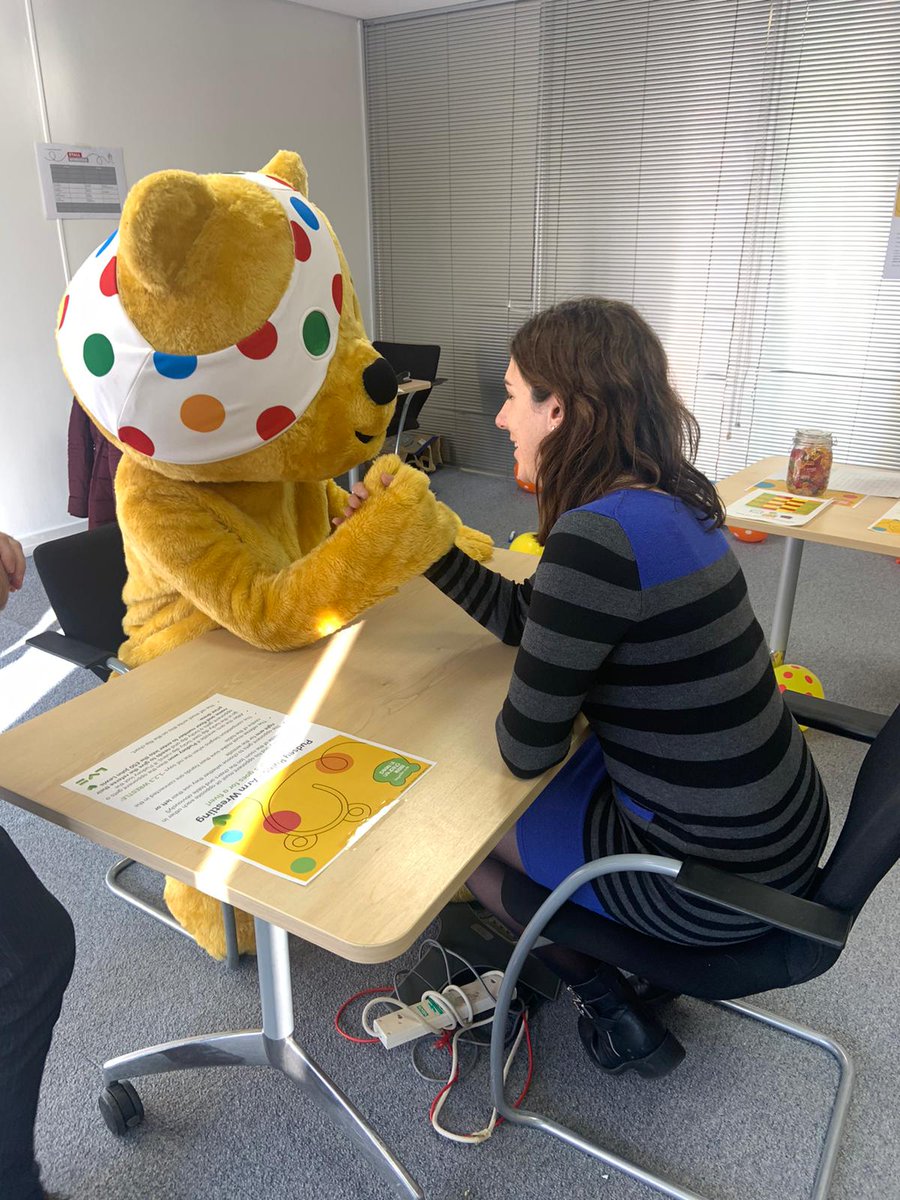 Ins_Michelle's tweet photo. I must admit I do feel a little ashamed for beating Pudsey in an arm wrestle @lv Great fun for a £2 donation! #ChildrenInNeed2019 https://t.co/dXD7YrgonD