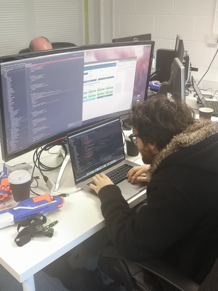 handheld_ie's tweet photo. Daire getting the final tests for reporting in #SalesTrack. Who knew that daylight savings time could cause so many problems? https://t.co/HUlN2jgFSI
