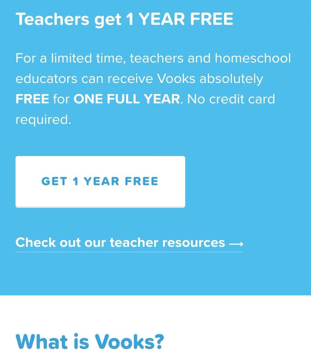braveneutrino's tweet photo. JUST heard about Vooks. Right now teachers can get a year free! https://t.co/v7X51sXhql https://t.co/Gh4ffKqREZ