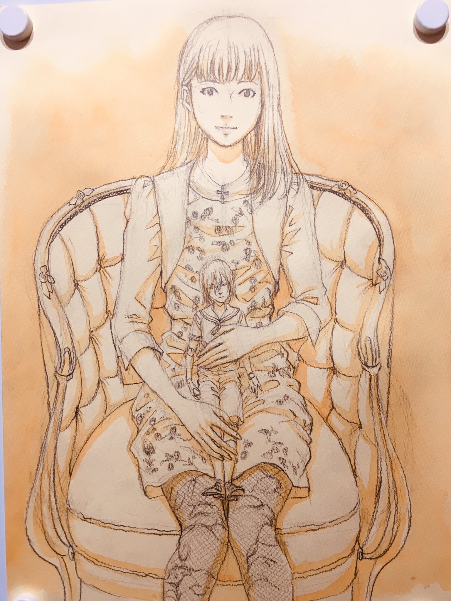 アマネギムナジウム　出版記念　非売品　古屋兎丸先生　直筆画　稀少　鉛筆画　額装済 アマネギムナジウム 出版記念 非売品 古屋兎丸先生 直筆画 稀少