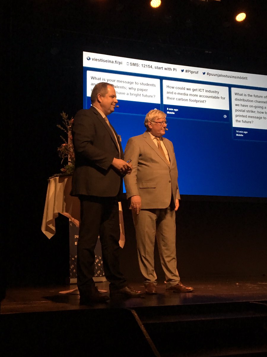 ”Never before has there been so much potential and activity in innovation in paper industry”, stated Berry Wiersum, CEO, <a href="/SappiEurope/">Sappi Europe</a> in his excellent key note speech at Forest Products Engineers’ Summit. <a href="/jjmanninen/">Jussi Manninen</a> from <a href="/VTTFinland/">VTT</a> chairing our seminar. <a href="/puunjalostajat/">Puunjalostusins. ry</a> #PIprof