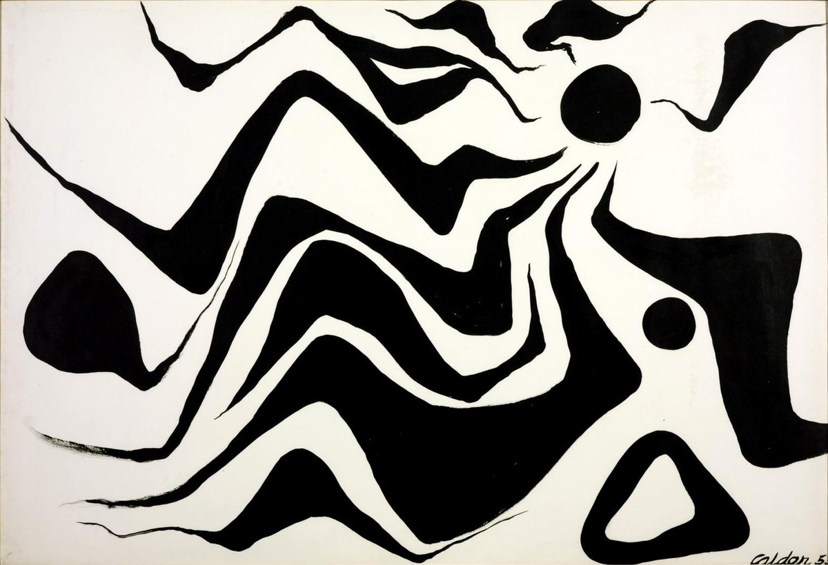 Art Inspiration For Today: Black Sun by Alexander Calder (American), gouache on paper, genre: Abstract Expressionism, 1953 #ArtInspirationForToday #BlackSun #AlexanderCalder #SelectedByTaraHutton