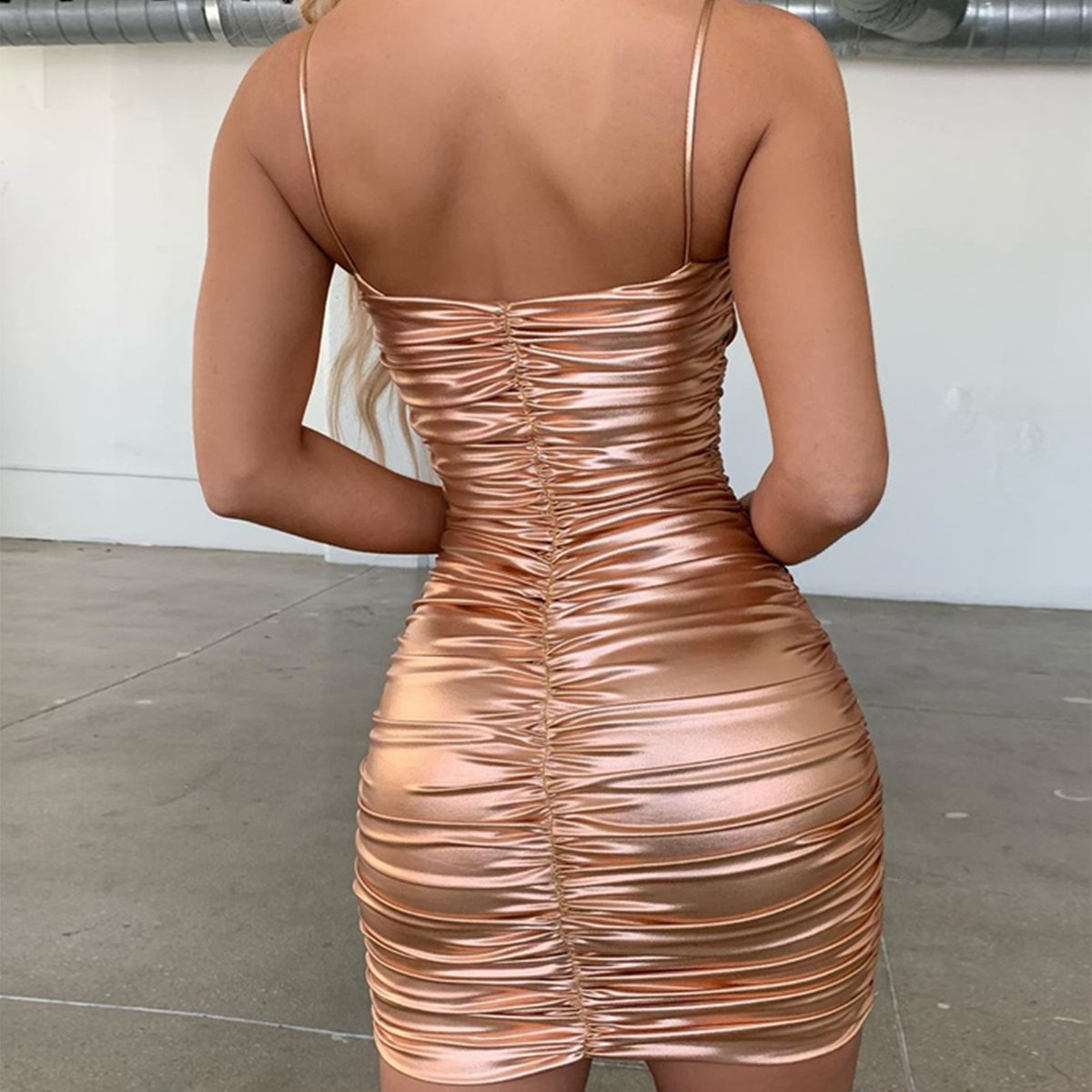 Oh Polly Holographic Rose Gold Mini Dress... | Depop Oh Polly Holographic Rose Gold Mini Dress... | Depop