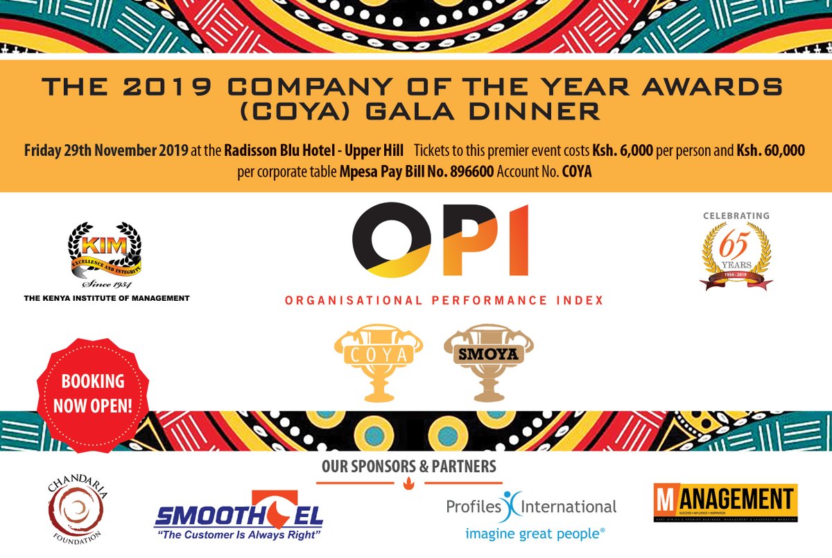 COYA has enlightened us on the need to have clear strategic plans & the importance of communicating the same to all employees in the organization. 
Testimonial from Mr. Ramamurthy @TwigaChemicals. 
See Details. RSVP: 0726604786  #KIMCOYA2019 #COYA2019
@MuriithiNdegwa @NyamburaKe