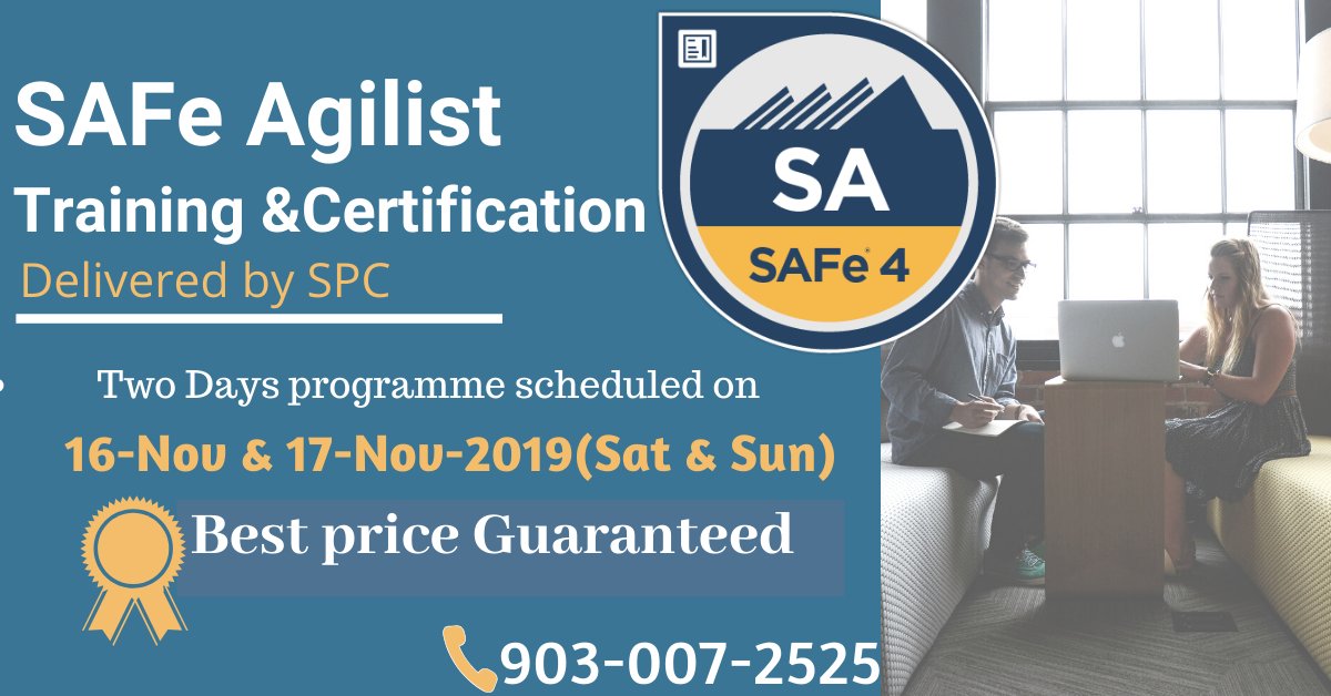 Gyanvriksh's tweet image. Two days training &amp;amp; certification to become a &quot;SAFe Agilist&quot; BY SPC(SAFe Program Consultant) is scheduled on 16-Nov &amp;amp; 17-Nov 2019(Sat-Sun) @(10:00AM -07:00 PM).Join us.

Best Price Guranteed.

Register Now on info@gvipl.in or call us @903-007-2525.

#safeagilist #SAFeprogram