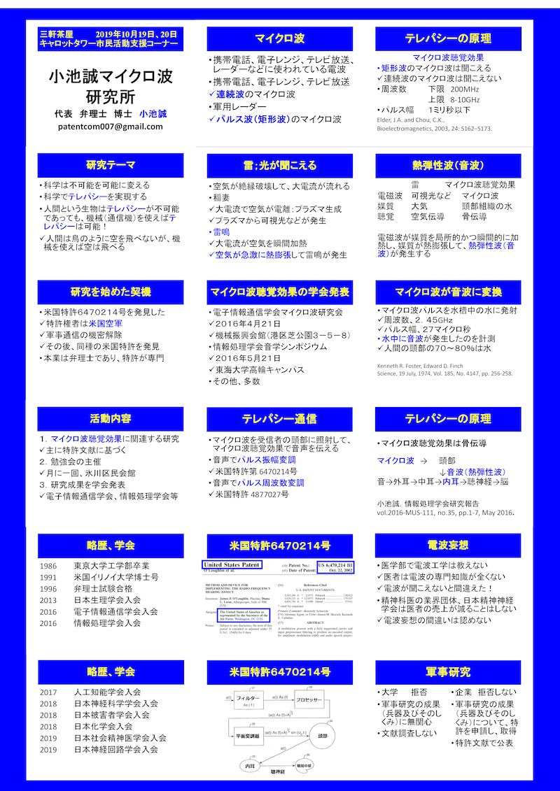 Targeted Individuals In Japan 集団ストーカー テクノロジー犯罪 現代版 1984 マイクロ波聴覚効果 電磁波兵器で電磁波ビームを頭部に照射し声や音を聴かせた時には精神疾患と診察 電波が聞こえるという物理法則を厚生労働省ないし日本精神神経学会が
