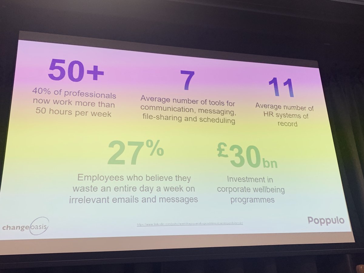 SarahParkerPR's tweet photo. The top line stats are slightly alarming... #CommsConf #EmployeeEngagement @ChangeOasis https://t.co/dDmfhGk270