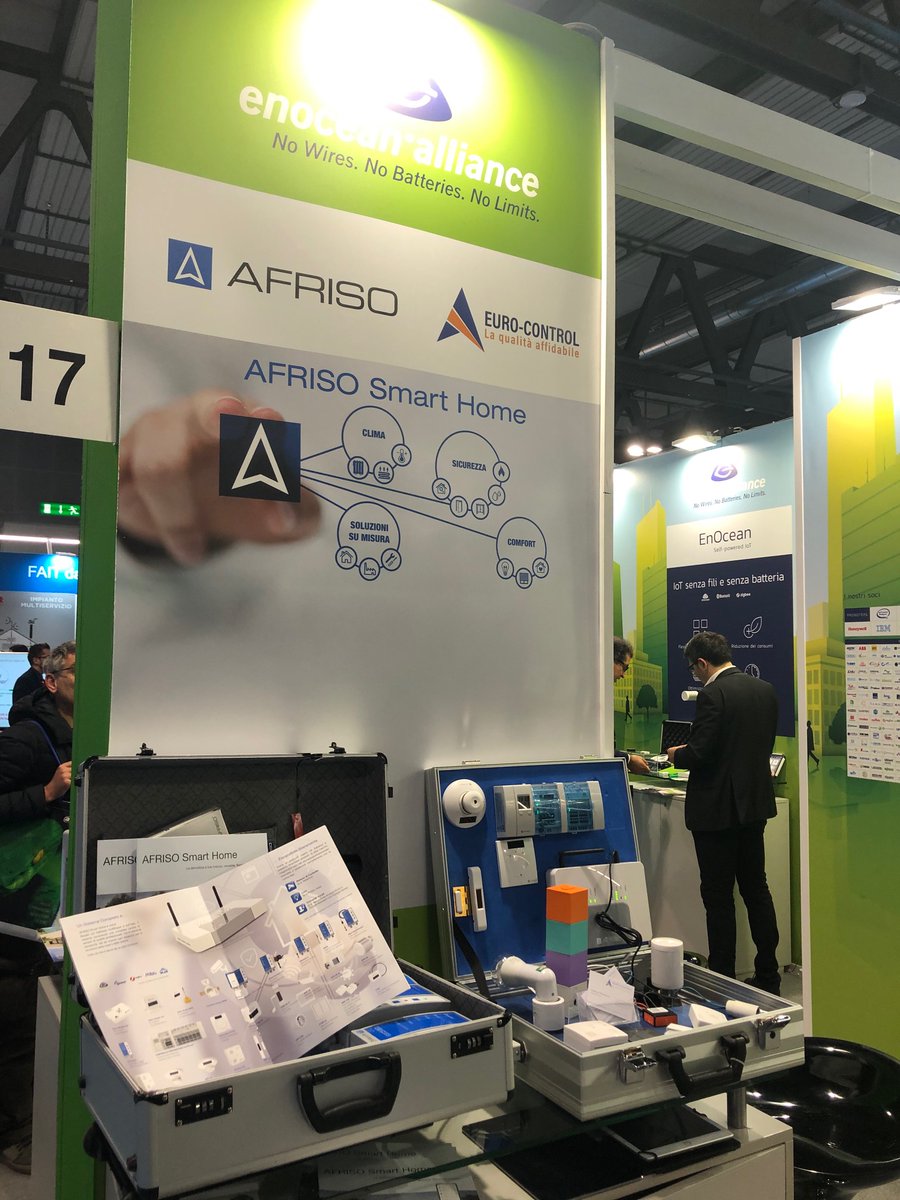 EnOceanAlliance's tweet photo. Last day at @SmartBuildingIt 2019 #EnOceanAllianceBooth with members @vimar_com @Altecon @afrisoDE and @EnOcean. 
#EnOceanAllianceEvent #SmartBuildingExpo2019 #ItalyEvent https://t.co/MsPaPn8d21