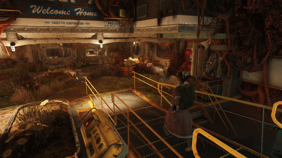 sanquisdragon's tweet photo. Taking hints from Harpersville, I decided to investigate Vault 94. This is so awesome, I can't wait to meet the preacher and the other dwellers. What happened here... looks like their G.E.C.K. went out of control. Im stuck. Help. Day 39: Vault 94 #40daysoffallout76 #Fallout76 https://t.co/sDJtkfJCtc