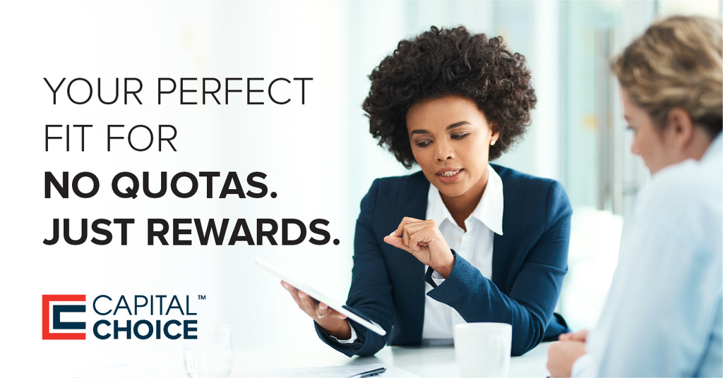 MyCapitalChoice's tweet photo. Ready to ditch the quotas and targets? With Capital Choice, you can. Learn more at https://t.co/Bec3cGHKbz https://t.co/uNBCRYHrma