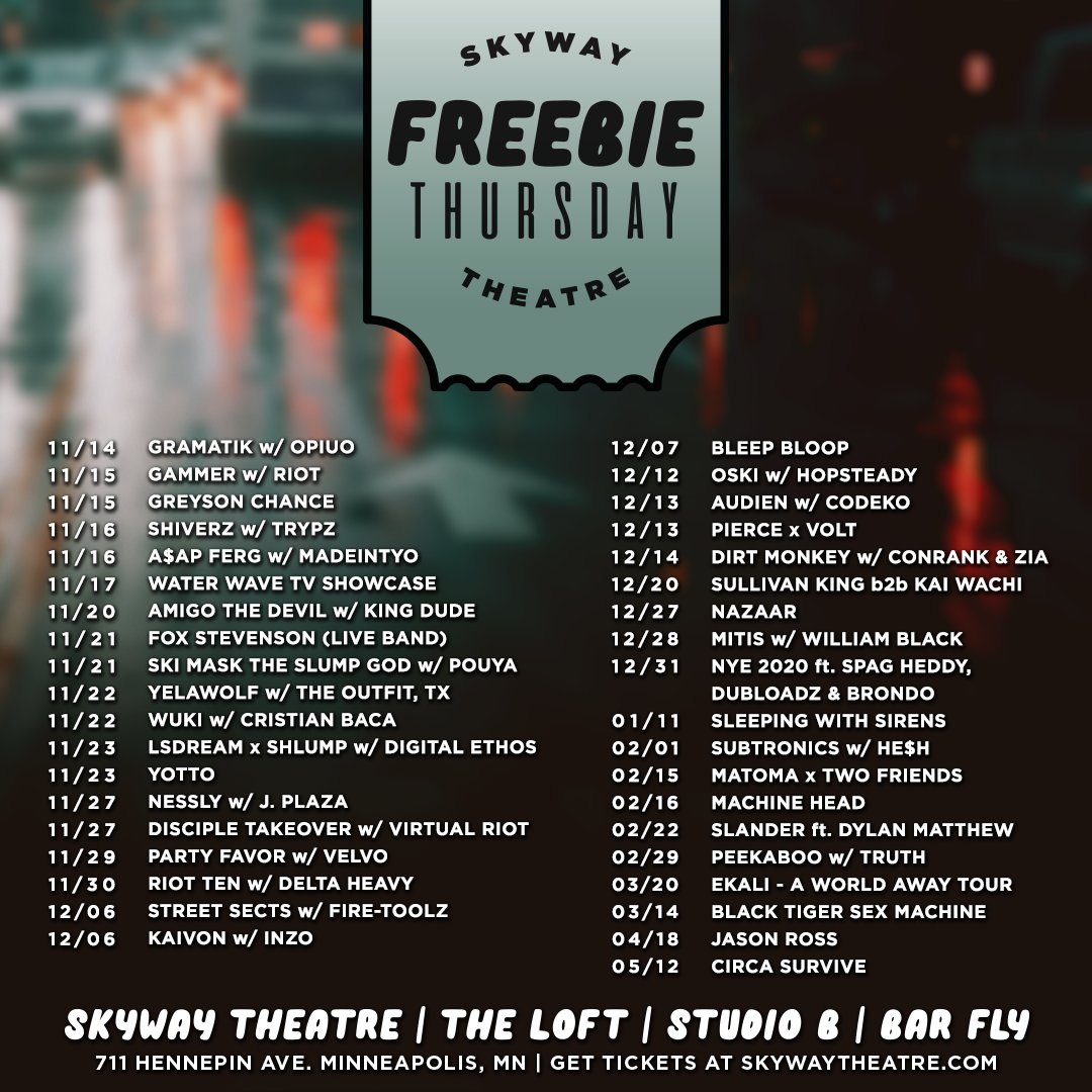SkywayTheatre's tweet image. 🌫 FREEBIE THURSDAY 🌫
WIN a PAIR of tickets to a show! Follow us, retweet, pick a show &amp;amp; tag a friend!