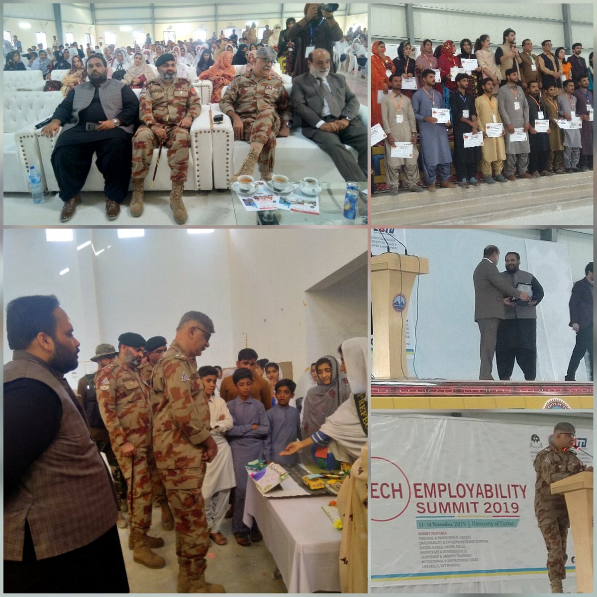 MekranPage's tweet photo. District Administration Kech organized KECH EMPLOYEBILITY SUMMIT 2019 conducted at UOT on 13-14 November 2019. Chief Guest brigadier Abdullah speek and visit different install. https://t.co/iurmSiIy7y