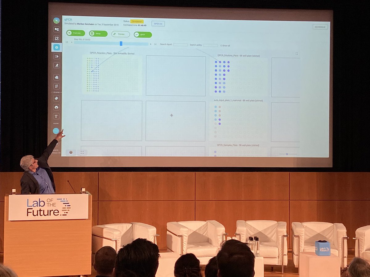 The future: Computer-aided biology enabled by #automation and #machinelearning

The present: visual planning+simulation of automated experiments in <a href="/synthace/">Synthace</a>’s Antha software, followed by automated data structuring
- <a href="/markusgershater/">Markus Gershater</a>

#LaboftheFuture2019 @CAidedBiology