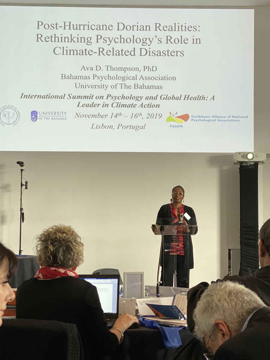 IntlCouncPsych's tweet photo. Ava Thompson: rethinking psychology’s role in climate-related disasters #canpa https://t.co/9HNKCUMfel