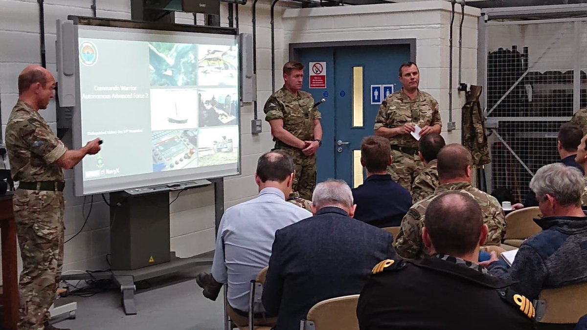 RNNavyX's tweet photo. #AAF2 DV day is under way at Devon, senior Royal Navy and Royal Marine sponsors are being briefed on the achievements of the past two weeks of trials. @VAdmNickHine @MajGenHolmes  @MikeKnott1351 @47CdoRM https://t.co/UJqhIDy971