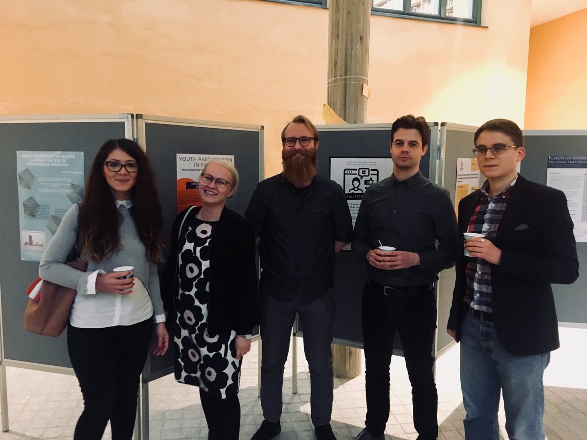 Our PhD candidates presenting their projects with posters at Inaugural Conference of #FutuDem @aboakademi #DemInno