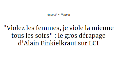 ceciestmontweet's tweet photo. Finalement, le plus étonnant dans cette déclaration c'est d'apprendre que Finkie a encore une femme.
#Finkielkraut https://t.co/jR0vBut3eH