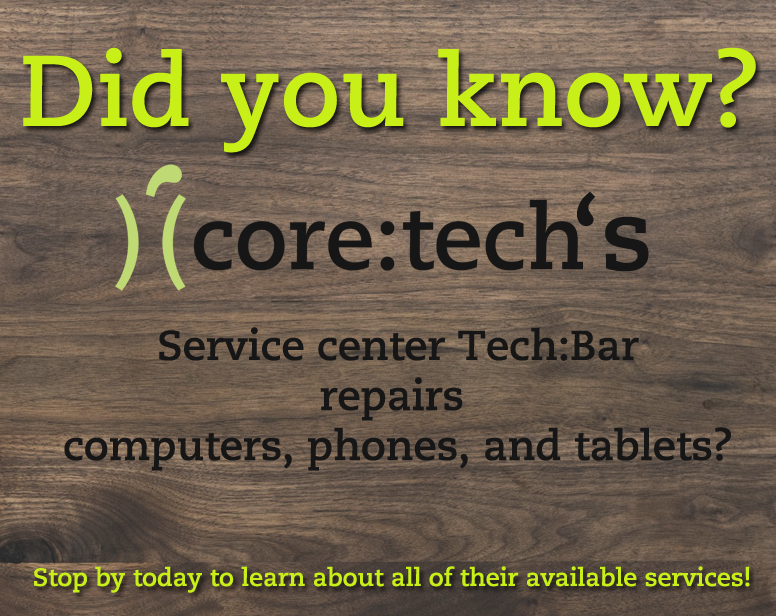 thecbmstore's tweet photo. Check out Core:Tech today!
Their service center repairs computers, phones, and tablets among their other services! https://t.co/R3Evm5wc09