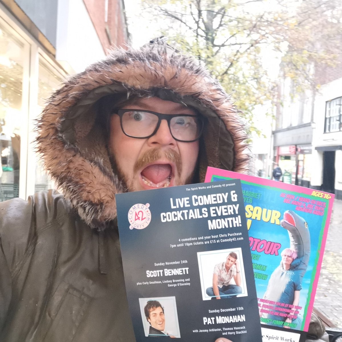Out dropping off flyers for <a href="/thecomedy42/">Comedy 42</a> <a href="/thespiritworks/">SpiritWorksTom</a> in this beautiful English weather but this is a million times better than any time I've worked for someone else and I'm so happy. Come have fun with us and @Dyerlinquent

Tickets at comedy42.com