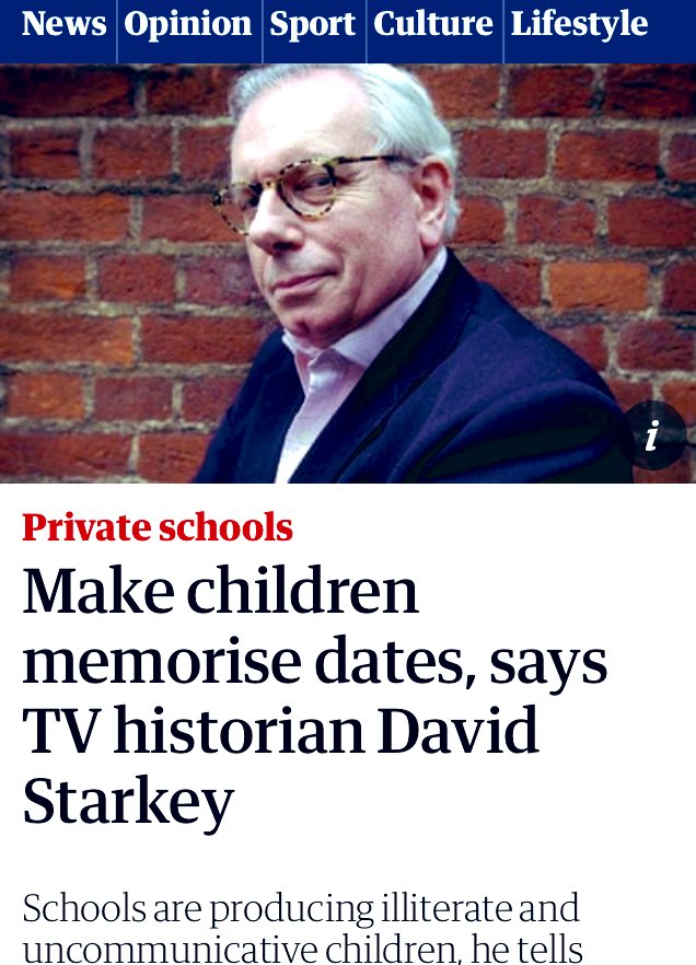 Starkey himself influenced Michael Gove’s history curriculum, widely loathed by teachers & educationalists for its regressiveness & return to uncritical rote-learning