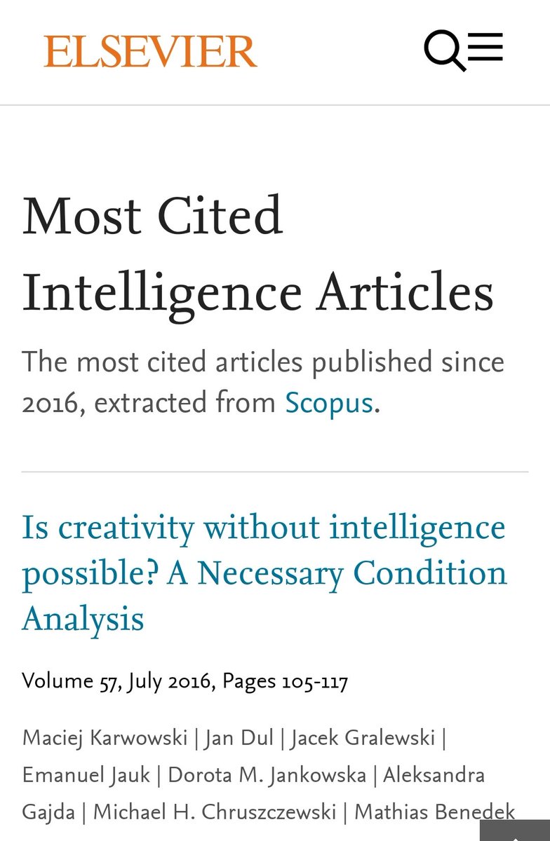 One of the first articles that used NCA is now the most cited article during the last 3 year in the top journal 'Intelligence'. The paper shows that intelligence is necessary for creativity.