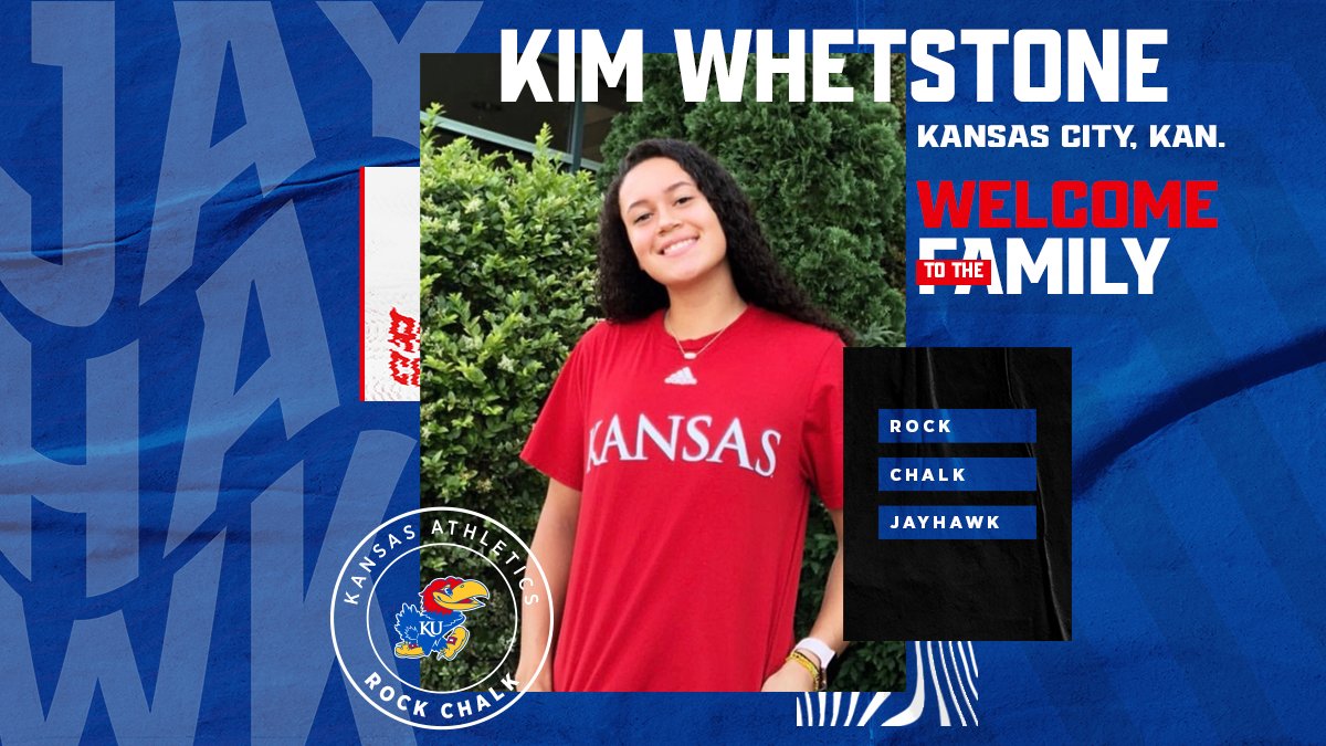 Now introducing ...

📢 𝓚𝓲𝓶 𝓦𝓱𝓮𝓽𝓼𝓽𝓸𝓷𝓮

𝓦𝓮𝓵𝓬𝓸𝓶𝓮 Whetstone to the #KUvball 𝓯𝓪𝓶𝓲𝓵𝔂! 
#RockChalk