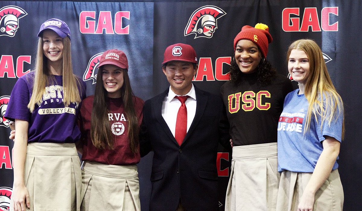 Congrats to all of our Spartan fall signees!

Chloe Fair - Harvard Track 
Peyton Gulley - Presbyterian Soccer
Jasmine Jones - USC Track
Ali Schreiber - Western Carolina Volleyball 
Liam Shinn - South Carolina Golf