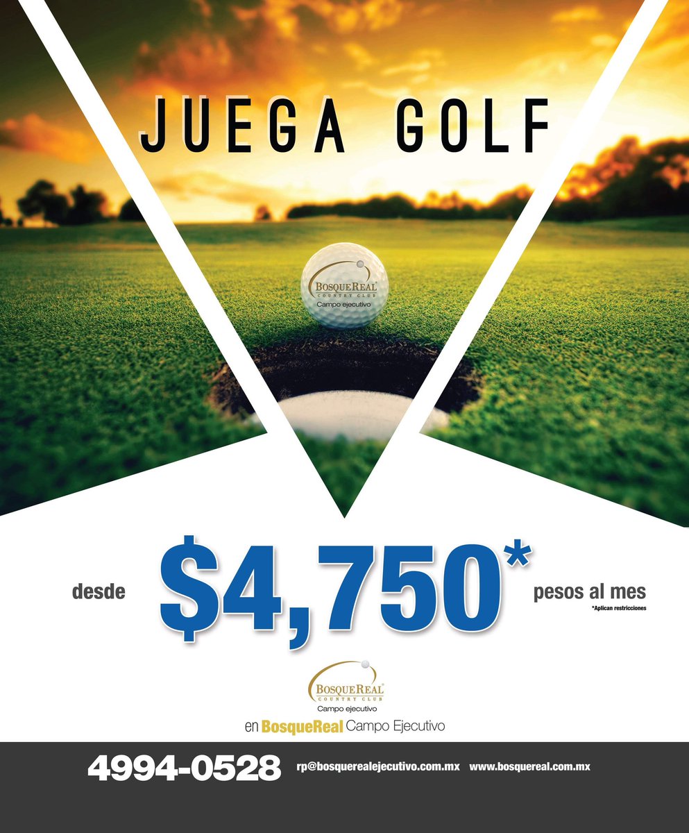 Este fin de semana disfruta de una partida de golf. ⛳😎😃
¡Te esperamos en #BosqueRealEjecutivo! 🏌️‍♂️👌🌳