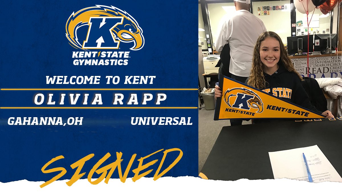 KentStGym's tweet photo. The third member of our 2020 class is @livy_rapp from Universal Gymnastics in Ohio! Welcome to Kent, Olivia! #GoFlashes #NCAAGym #Gymnastics #NSD #KentState https://t.co/aqw1yx9uLK