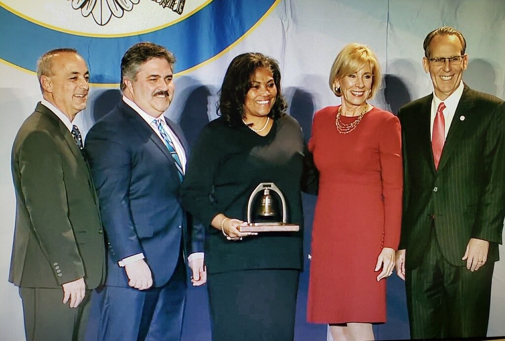 So very proud to witness the amazing <a href="/EicholdMertzMST/">Eichold-Mertz Magnet</a> Principal <a href="/MDuBoseAdams/">Michelle DuBoseAdams</a> receive the 2019 Terrel H. Bell Award. Mrs. Adams is one of only 10 #NBRS2019 principals to receive this award. <a href="/MobilePublicSch/">MobilePublicSchools</a> <a href="/usedgov/">U.S. Department of Education</a> <a href="/NatlBlueRibbon/">National Blue Ribbon</a>
