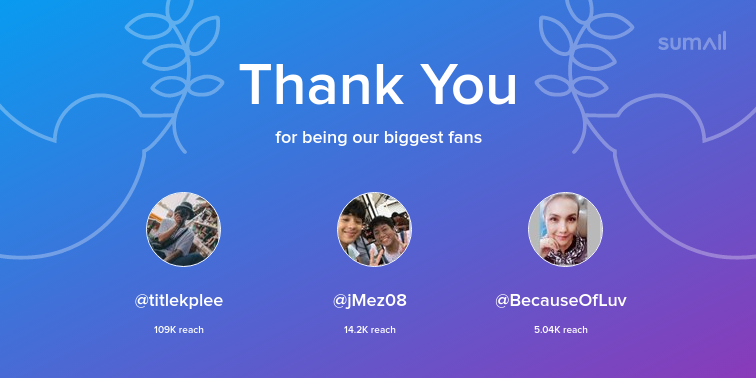 yellowmoon1720's tweet photo. Our biggest fans this week: titlekplee, jMez08, BecauseOfLuv. Thank you! via https://t.co/tqkAo36UVh https://t.co/u6CFh1WIEq