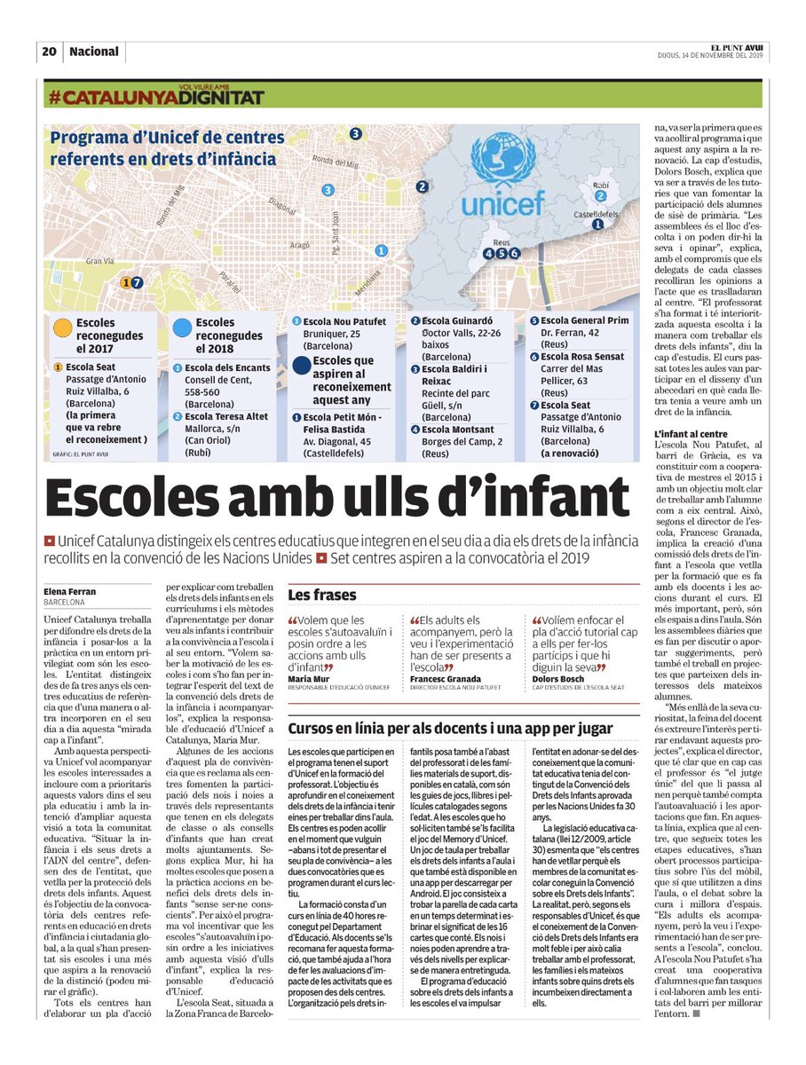 JosepMVilalta's tweet photo. Escoles amb ulls d'infant, iniciativa @unicef_cat, E. Ferran @elpuntavui @FundacioBofill @RosaSensat @FMRPc @Edu21_cat @evallory @PiGaOt @InstInfancia @Merce_G @consescat @AnnaSimo @teresaterradesp @coralregi @PepeMe @ismaelpalacin @mmoliveras https://t.co/gAyLZooLx7