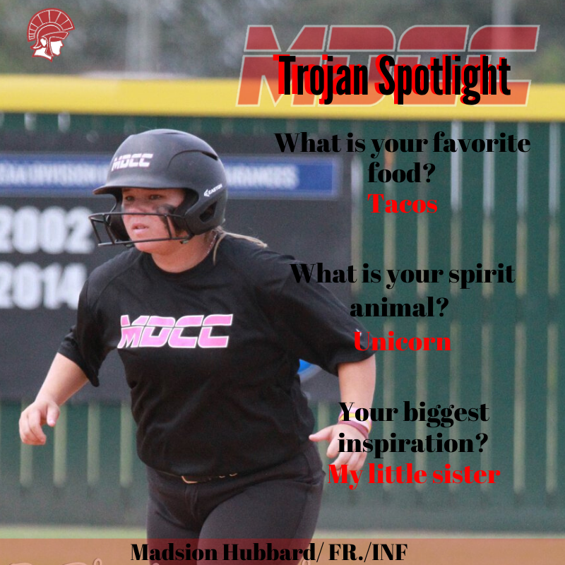 MDCCSB's tweet photo. YOU ALREADY KNOW WHAT DAY IT IS!
🔥TROJAN THURSDAY🔥 Madison Hubbard is our Trojan Spotlight today. Madison is a freshman infielder from Belzoni, MS. She is pursuing to become an X-Ray Tech.
Go Trojans!
#MDCCSB
#FearTheSpear
#OutWorkOutHustleOutLast https://t.co/3F2XD4Ghc5
