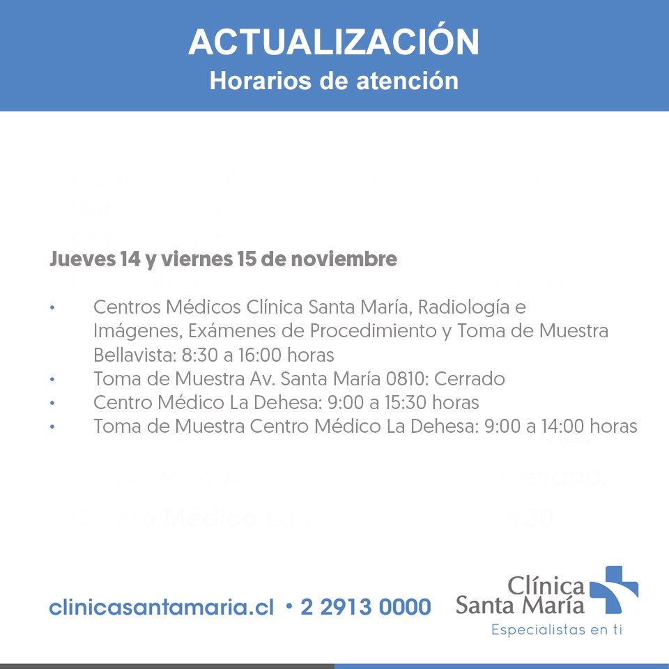 Infórmate sobre los horarios de atención del jueves 14 y viernes 15 de noviembre aquí: bit.ly/33X7Vnl