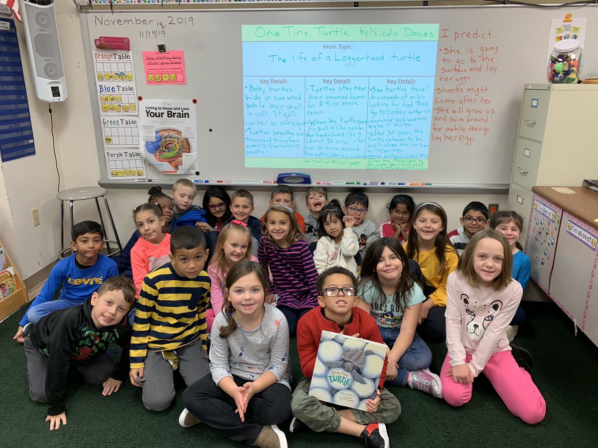 Thanks for sharing the book, One Tiny Turtle, with us Mrs. <a href="/Jmholben/">Jessica Holben</a>! We worked so hard finding the main topic, key details, making, confirming, and revising predictions and comparing and contrasting texts.  It was so much work but so much fun! <a href="/FVFoxes/">Foxford🦊</a>