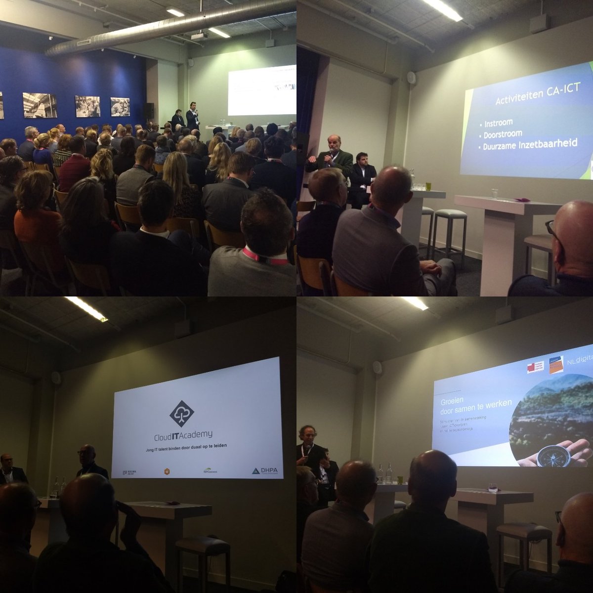 Volle zaal tijdens de <a href="/HCA_ICT/">HCA-ICT_nieuws</a> sessie op het #JaarcongresECP met @RMontenarie, pitch van <a href="/LouisSpaninks/">Louis Spaninks</a> over arbeidsmarktonderzoek <a href="/CA_ICT/">CA-ICT</a> <a href="/NLTopsectoren/">Topsectoren NL</a>, Marcel namens Cloud IT Academy en een teaser van Matthijs <a href="/digitalesector/">NLdigital</a> over het onderzoek naar PPS'en en IT bedrijven!