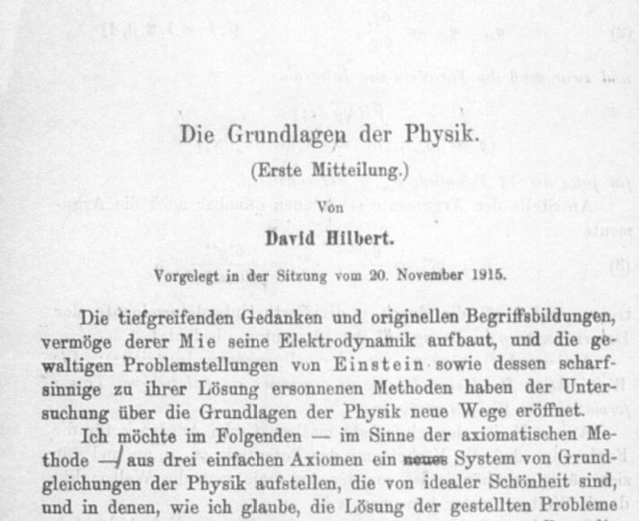 Who first obtained the field equations of general relativity: Einstein or Hilbert? For many years this was the subject of debate! Hilbert's paper on the subject was published after Einstein's paper appeared, but he _submitted_ it five days earlier than Einstein.