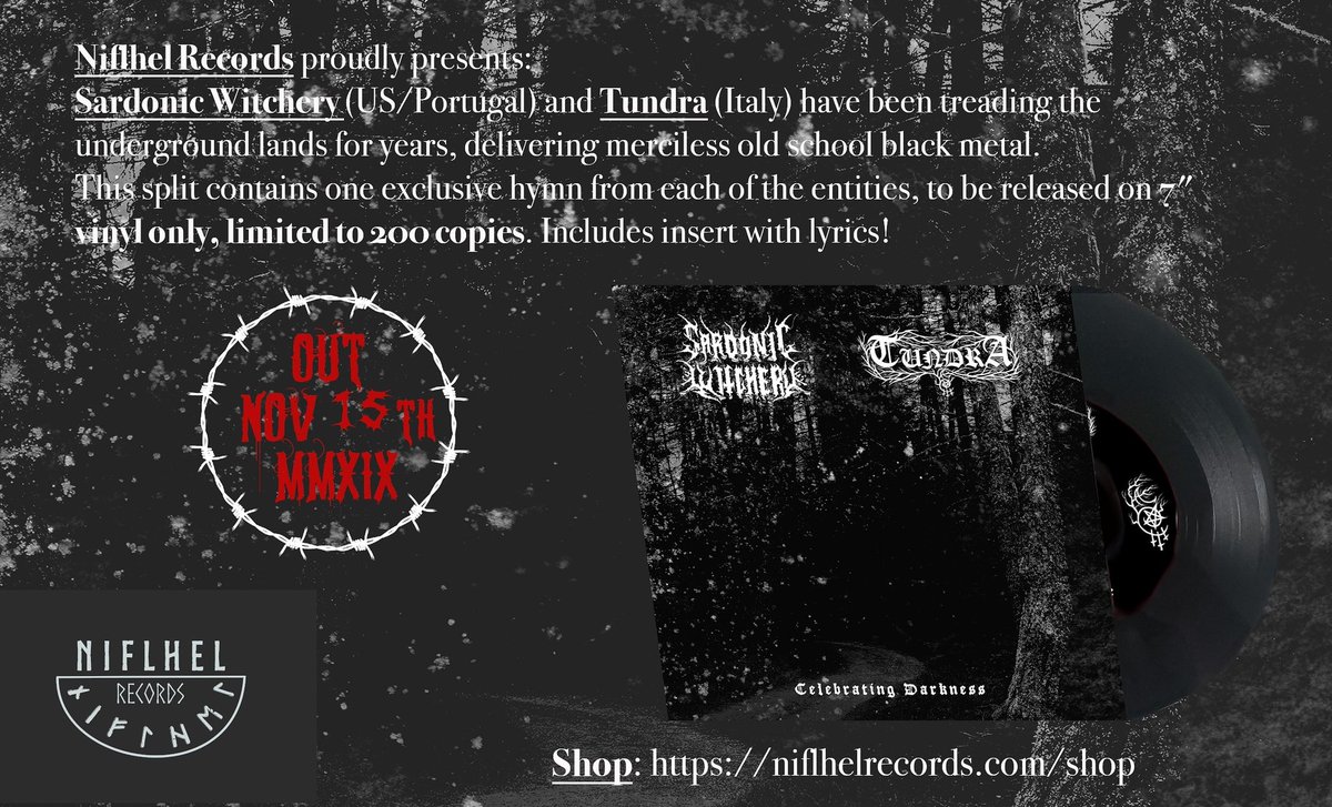 NiflhelR's tweet photo. The official release date is tomorrow. Copies are already available. With all this Xmas bullshit bombarding us already, go buy stuff that really matters.
#blackmetal #sardonic_witchery #tundra #oldschool #niflhelrecords https://t.co/9wab4UHyPA