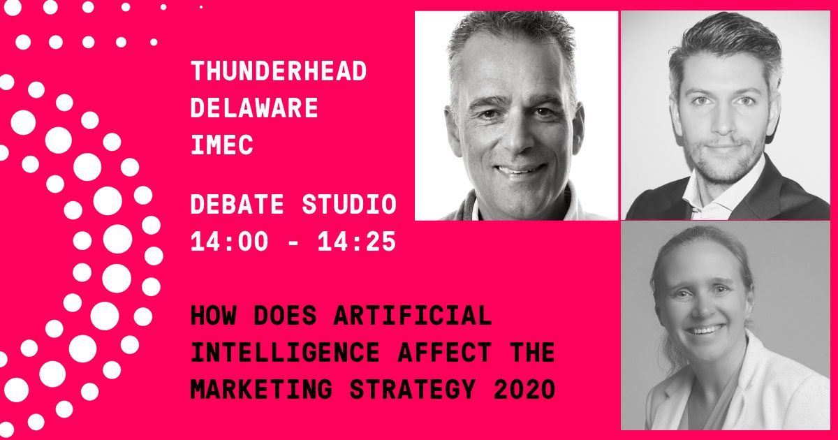 DuvalUnionA's tweet photo. Don't miss the debate on the impact of AI on the marketing strategy 2020!

- @miekedk from @imec_int,
- Sven Arnauts from @delawareBeLux,
- Marcel van der Marck from @ThunderheadONE

All info &amp; tickets: https://t.co/e8yg4Y4AiA

#T5THC #MarTech #AI https://t.co/2YnNTW7CiE