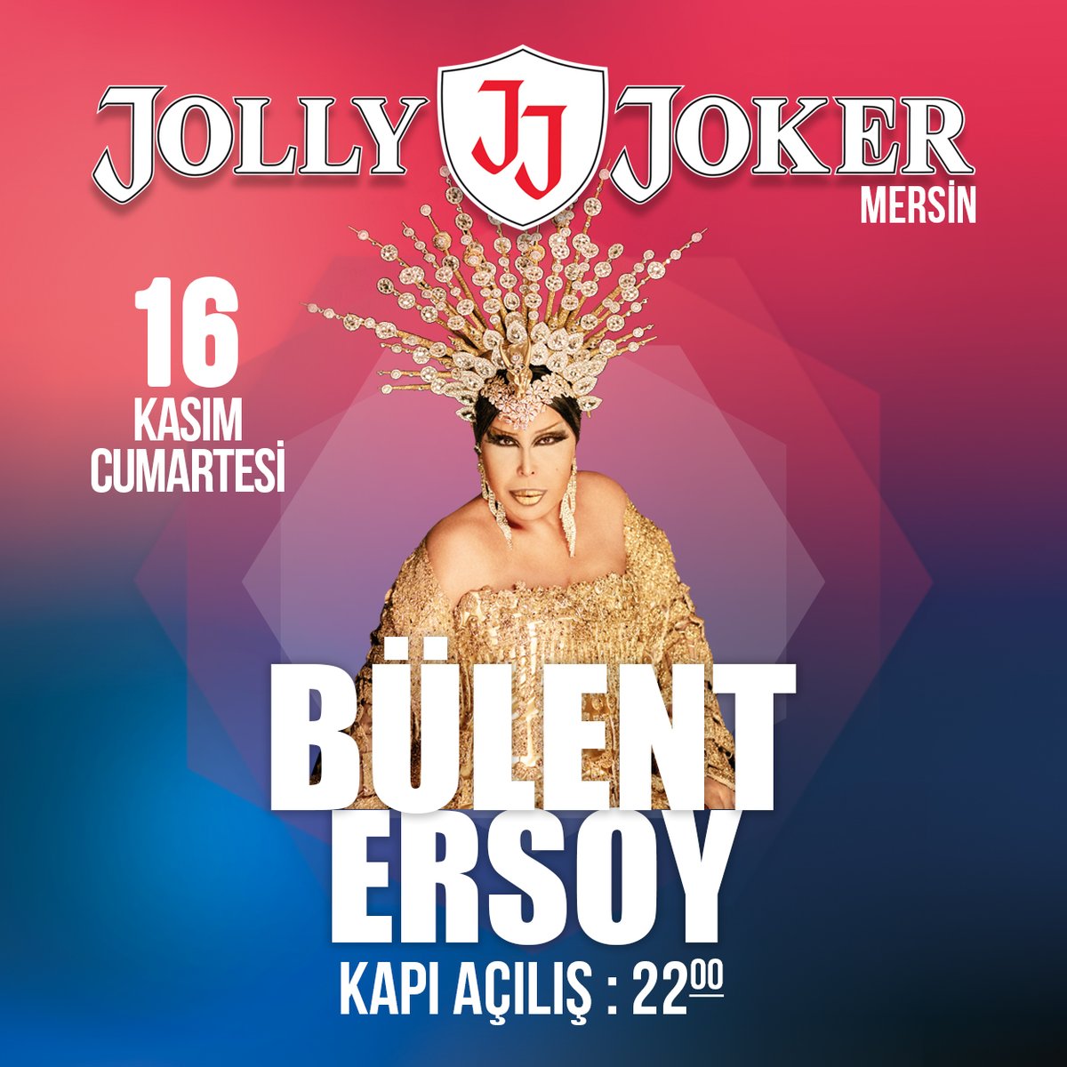 16 Kasım Cumartesi Bülent Ersoy <a href="/jjmersin/">Jolly Joker Mersin</a> sahnesinde. Kapı açılışı 22:00 Bilgi için: 0545 652 20 20 - 0546 652 20 20