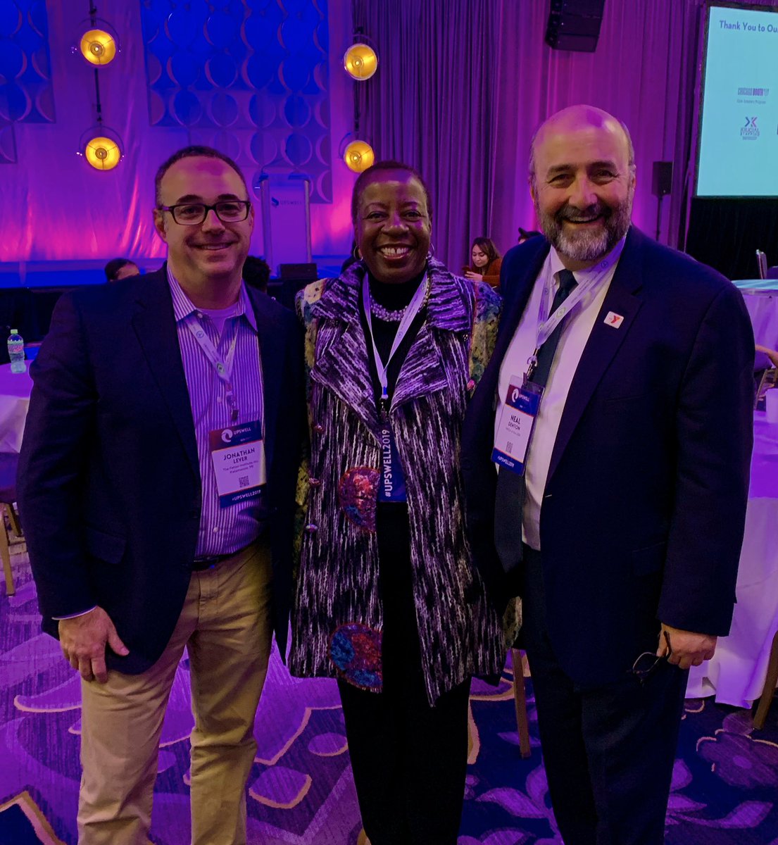 NealDenton's tweet photo. Catching up with old friends and inspiring #nonprofit #charity leaders at @IndSector @weareupswell. @AngelaFWilliams @eastersealshq and @JonathanALever @FetzerInstitute.  Looking for @KevinWashYMCA! #upswell2019 https://t.co/PxknMSATp1