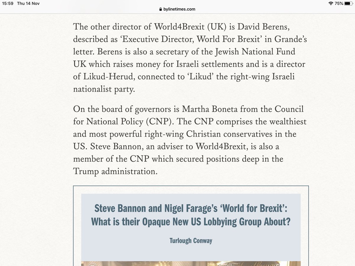 10/ Add to that the other Director, that seems to be lending his solicitor’s office address as the registered office of the Worl4Brexit Ltd. Mr David Berens:-WORLD4Brexit Ltd’s Exec Director.Also enaged with some RW Jewish GroupsAND USA Martha Bonita -CNP RW Christian group