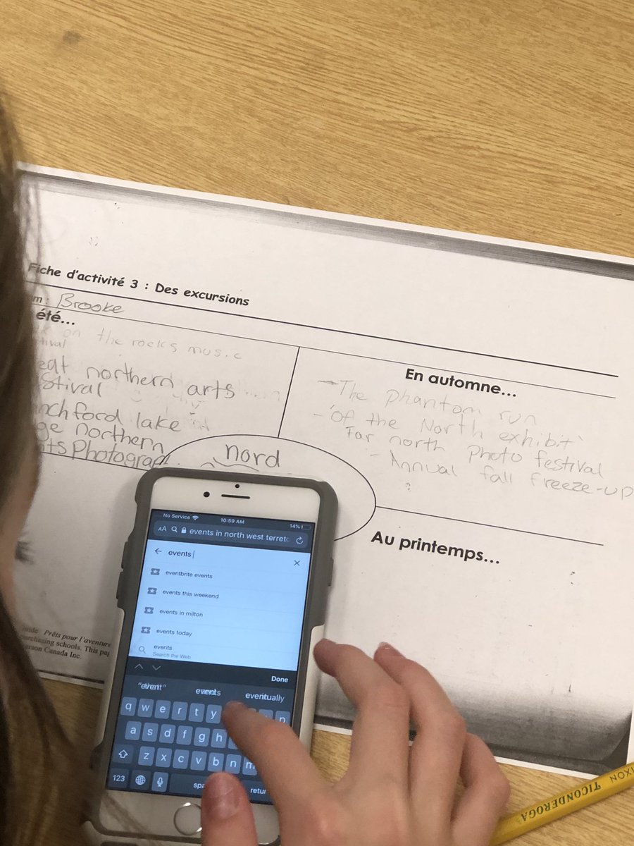 Grade 7 students working on the different hemispheres in French and the events that happen in the different seasons. <a href="/OLVMWolverines/">Our Lady of Victory</a>