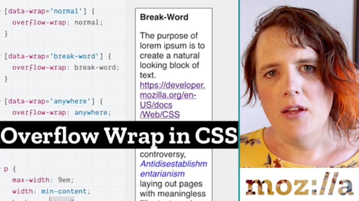 FirefoxWebDevs's tweet photo. Sometimes long words on the web just "honk right out of the box" – there's even a meme about it.
🤔But what other options do we have in #CSS?
👩🏻💻Catch up with @MiriSuzanne & take a quick look at overflow-wrap & hyphens in our latest #AboutWeb video:
https://t.co/QlQZAj5pCy https://t.co/La3Ilaq2bi