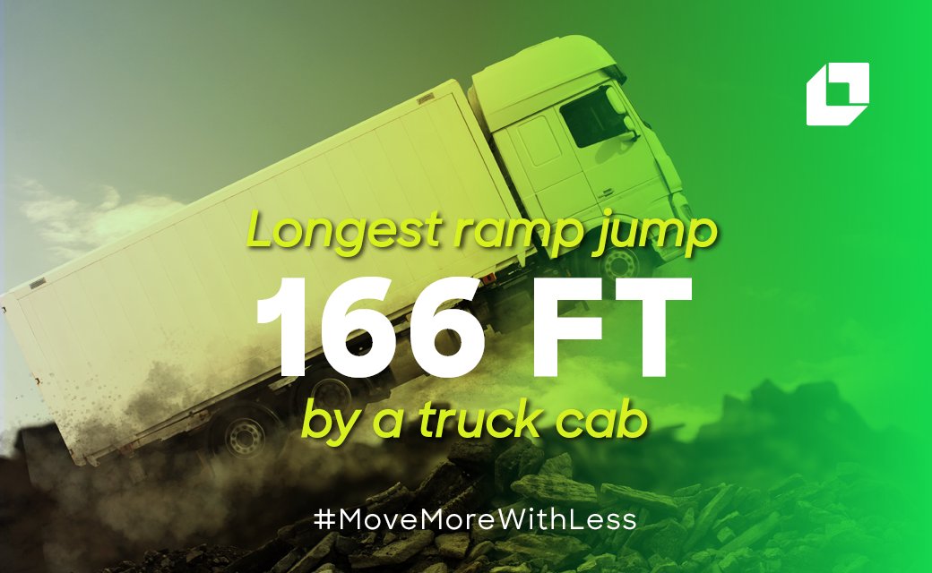 LoadsmartUS's tweet image. There's more than one way to #MoveMoreWithLess. Happy #GWRDay to Gregg Godfrey who holds the record for longest ramp jump by a truck at 166 ft! 🚀😮👏