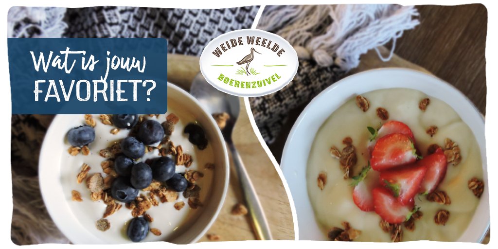 Ga jij voor een bakje volle yoghurt met fruit of eet je liever vanille vla met aardbeien? Wij zijn benieuwd! ❤️ #weideweelde #boerenzuivel