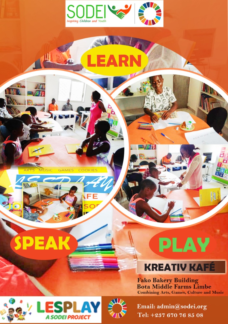SODEI launches #LESPLAY to commemorate  #ChildrensDay2019. 
Learn, Speak&amp; Play (LESPLAY) is a SODEI concept designed to inspire children thru creative arts, reading, IT and play. <a href="/savechildrenuk/">Save the Children UK</a> <a href="/UNICEF/">UNICEF</a> <a href="/UN_Cameroon/">UN_Cameroon</a> <a href="/PNUDCameroun/">PNUD Cameroun</a> <a href="/Buondzo1/">Rabit teeth four eyes🐰 🤓👸🏾😘</a> <a href="/powerose/">Rosaline A. Bates Anoma</a> <a href="/Ajebeakame/">Gilbert Ajebe🇨🇲</a> <a href="/NnamK1/">OGAMADAME</a>