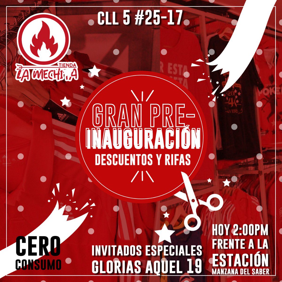 BRS_COL's tweet photo. Gran PRE-INAUGURACIÓN de @MechitaTienda hoy a las 2:00PM .
Grandes descuentos, rifas e invitados muy especiales ídolos de nuestra institución.
Ensayo previo a los cuadrangulares de la Orquesta Escarlata ¡La que más suena! Y mucho más, los esperamos. https://t.co/FOnGsgaudD